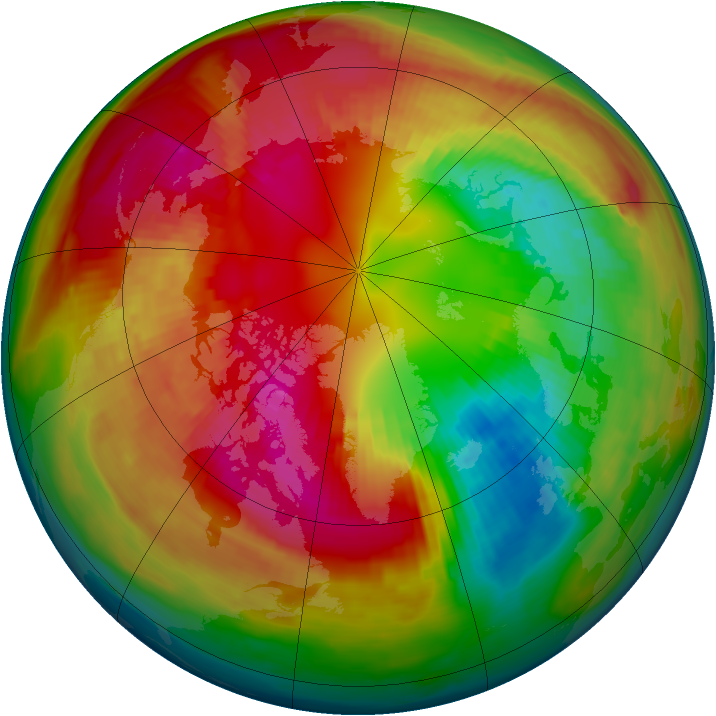 Arctic ozone map for 23 February 1980